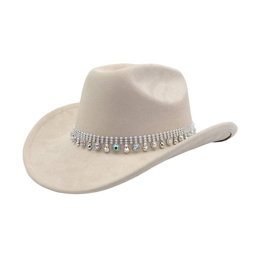 Suede Western Cowboy Fedora Hat Ethnic Style_CWAH04480