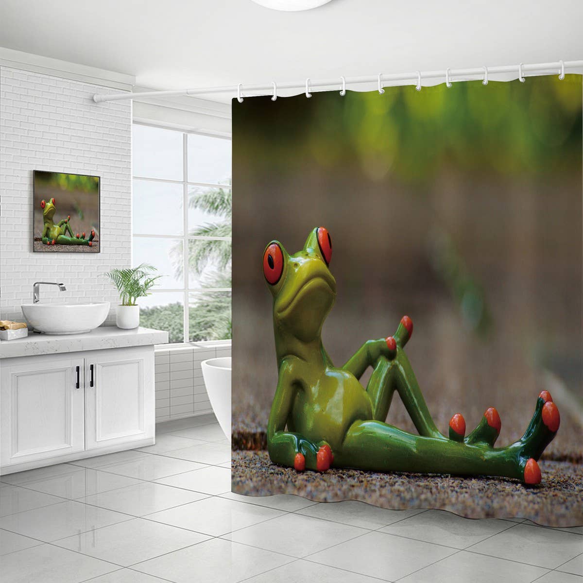 HOT SALE DIGITAL PRINTED FROG SHOWER CURTAIN