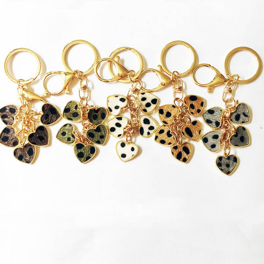 NEW LEOPARD HEART PENDANT KEYCHAIN