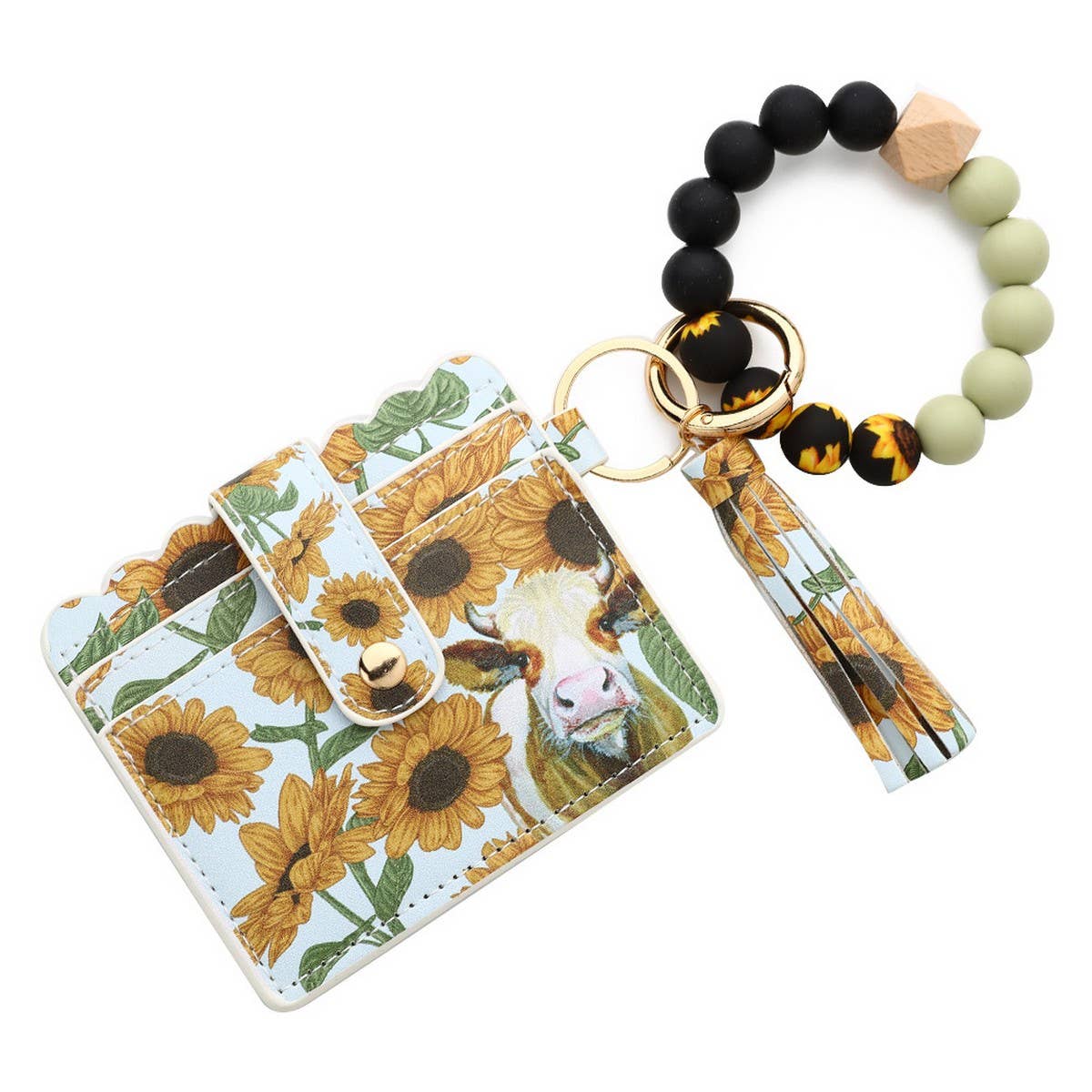 Western Style Cow Head Wallet with Silicone Beads_CWAB4993