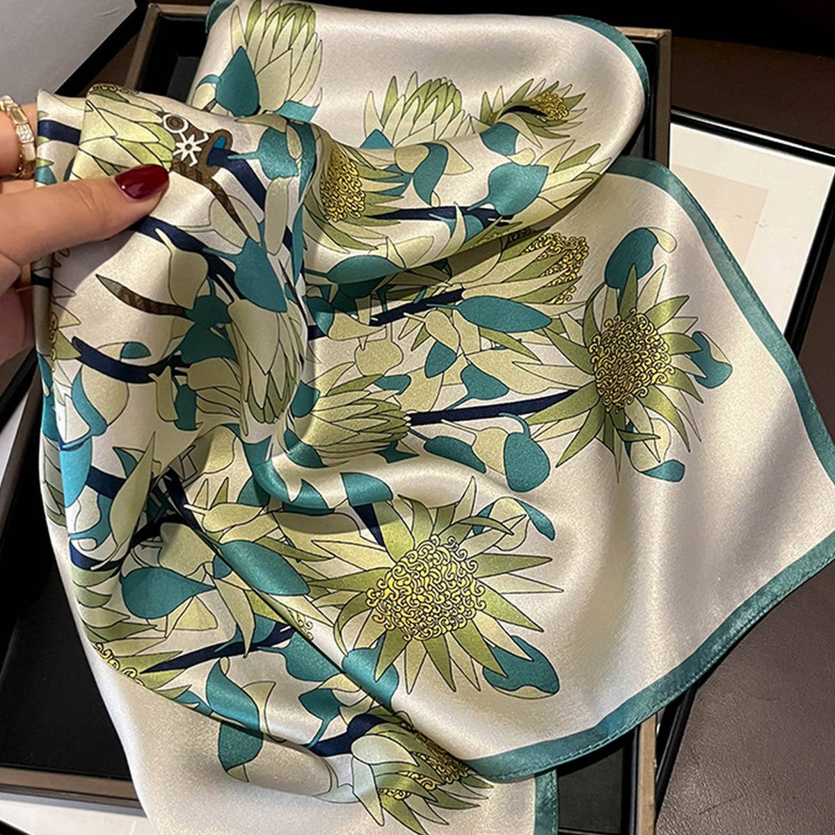 Scarf Autumn Floral, Long Silk Neck Scarf & Shawl