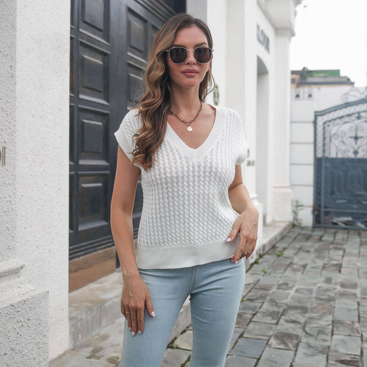 TWIST V-NECK VEST SWEATER FOR WOMEN
