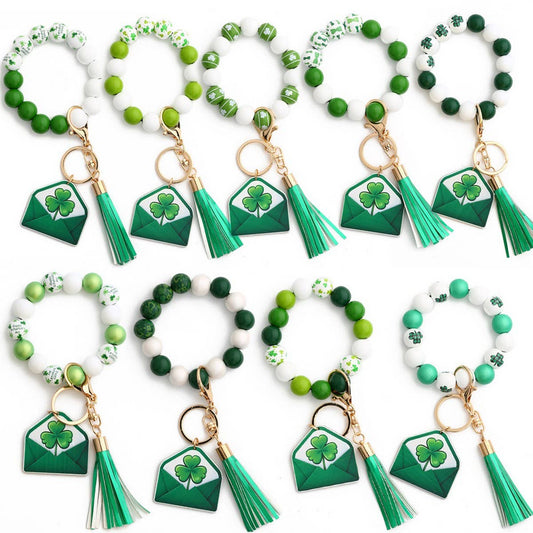 St. Patrick's Day Clover Pendant Bracelet Keychain_CWMM6861