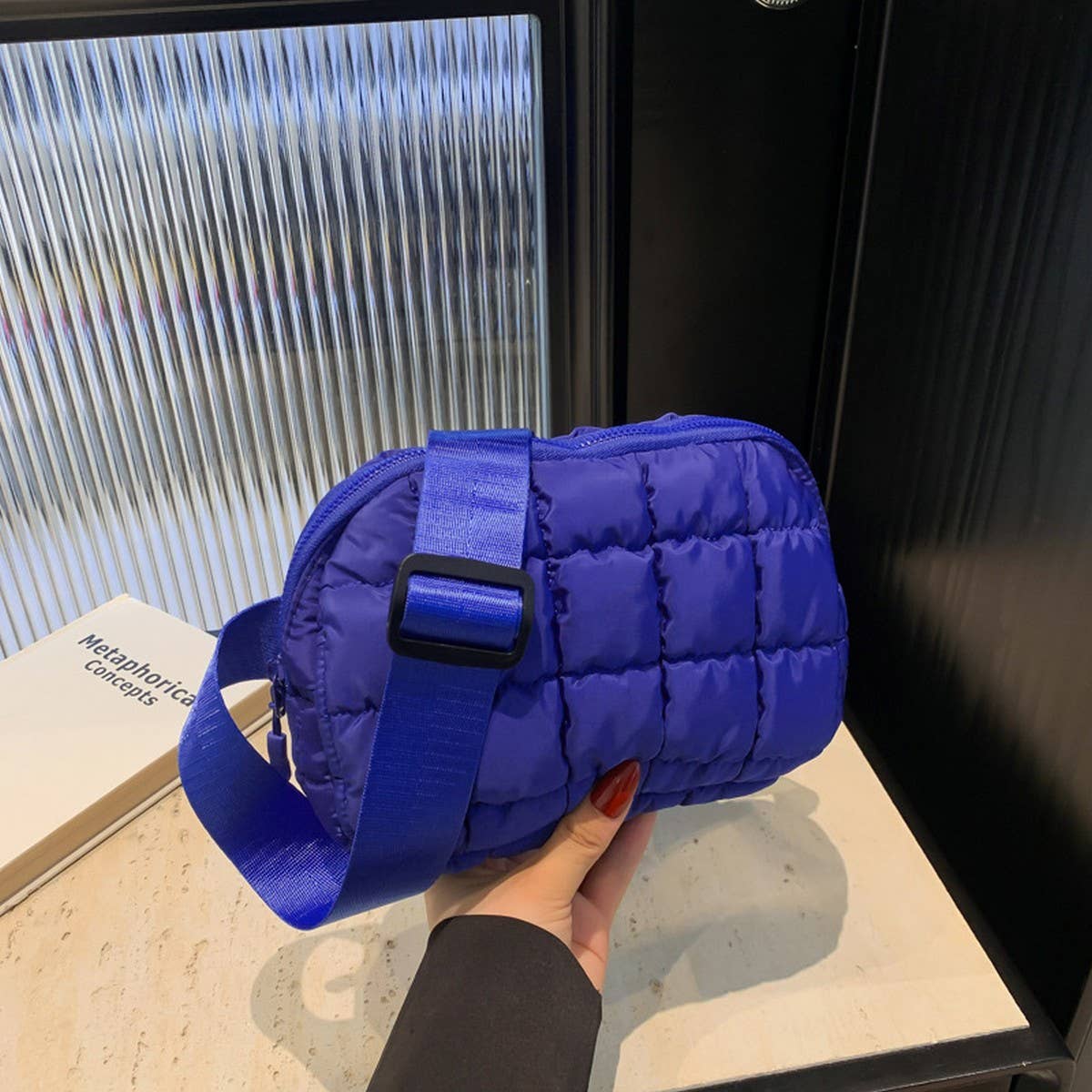 Plaid Puffer Waist Bag Crossbody Chest Pack_CUAB00496