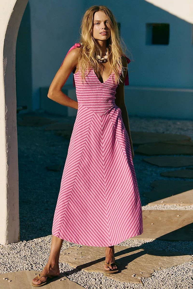 CWDHL0937_SUMMER BACKLESS SEXY LOW-CUT V-NECK DRESS