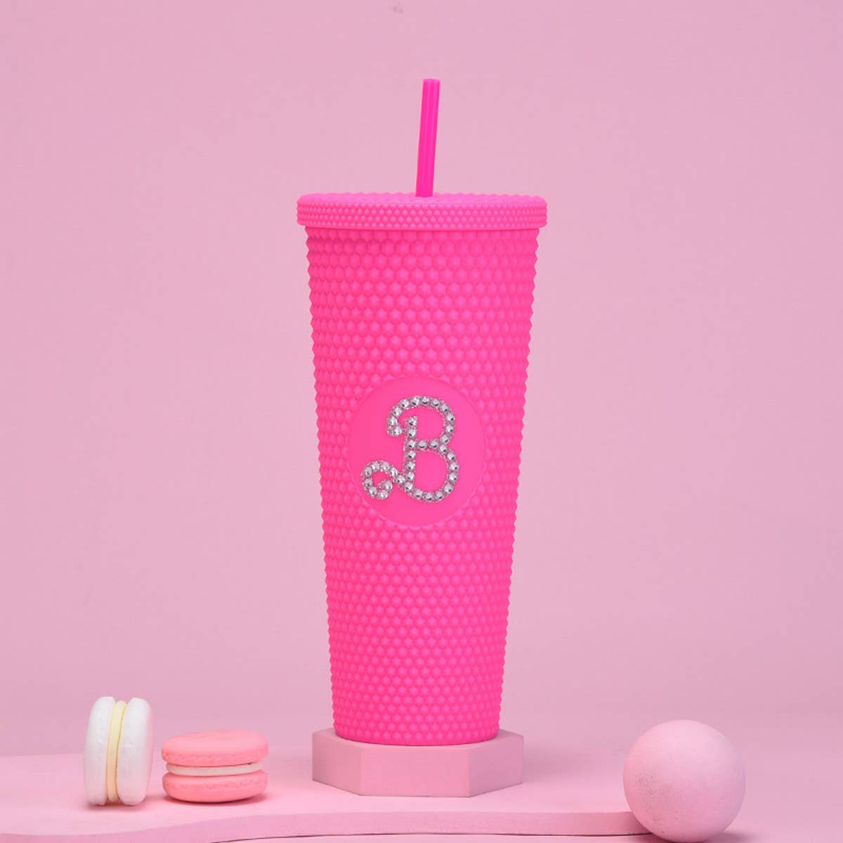 DOUBLE LAYER PORTABLE PLASTIC STRAW DIAMOND CUP