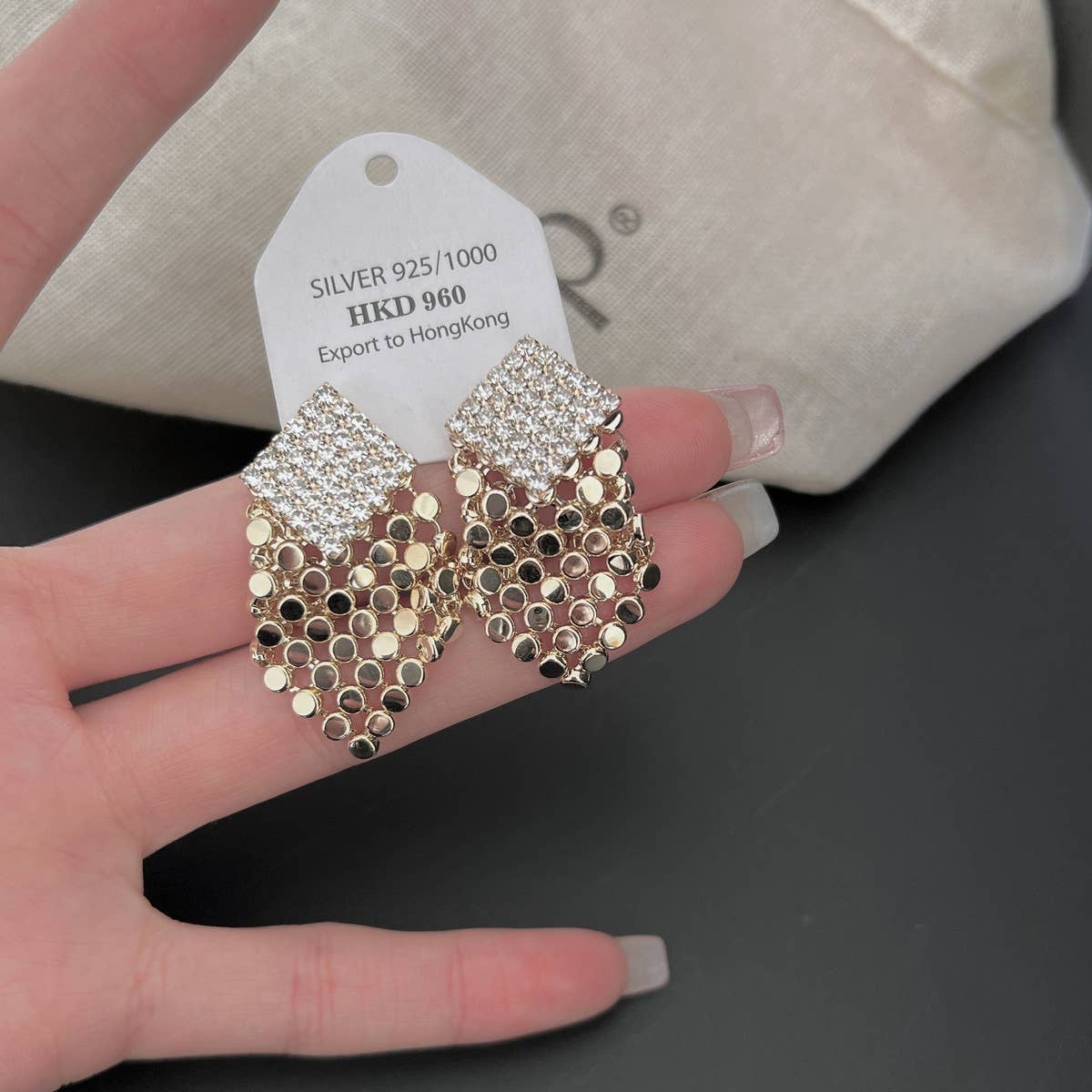 TRENDY ZIRCON DIAMOND TASSEL EARRINGS