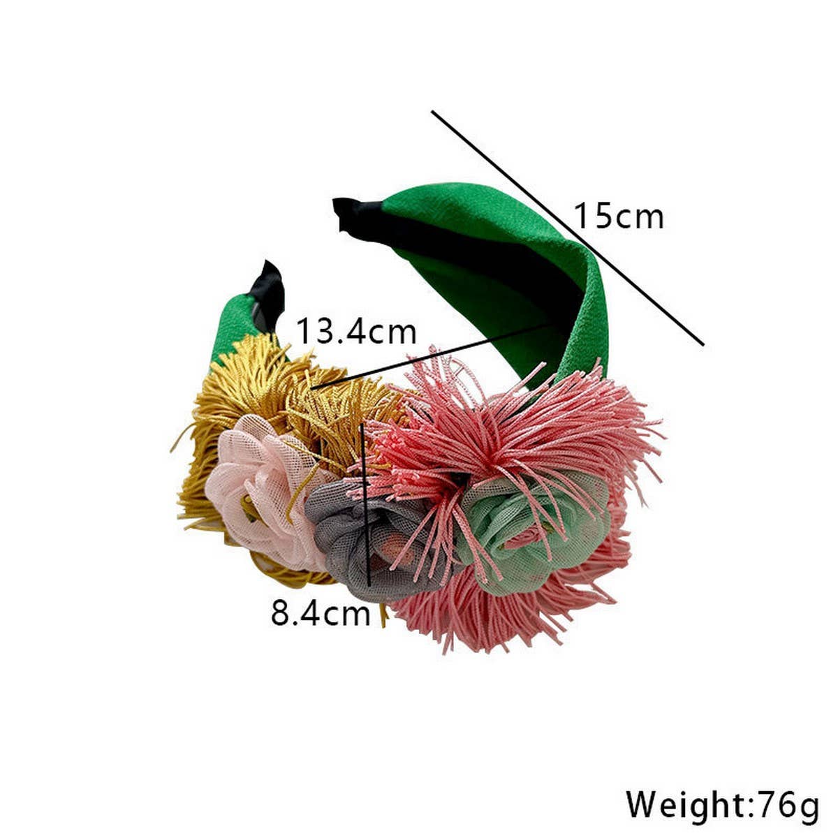 Floral Fabric Headband ?Bold Tassel Hair Accessory