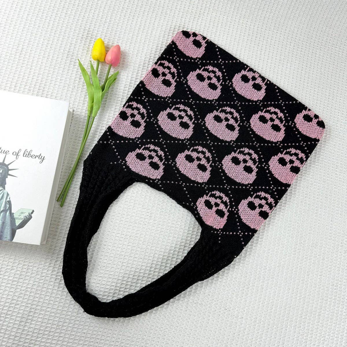 CUAB00333_HALLOWEEN KNIT TOTE BAG WOVEN SHOULDER HANDBAG