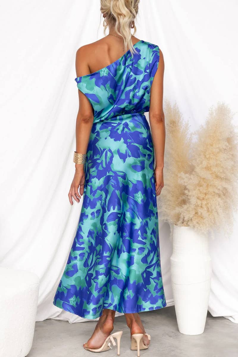 CWDMD5531_NEW SUMMER HEM SLIT SLEEVELESS PRINTED DRESS