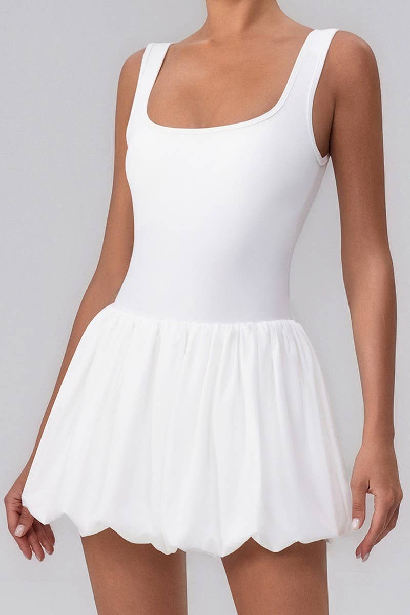 CWDSD8833_FITNESS YOGA PLEATED SKIRT FAKE TWO-PIECE DRESS