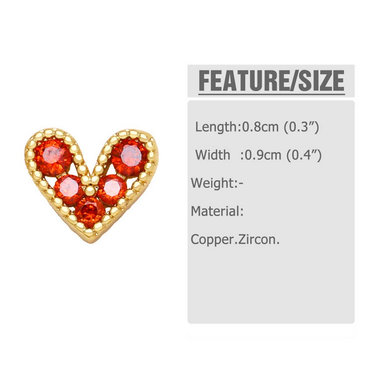 MINI COLORED ZIRCON HEART SHAPED EARRINGS