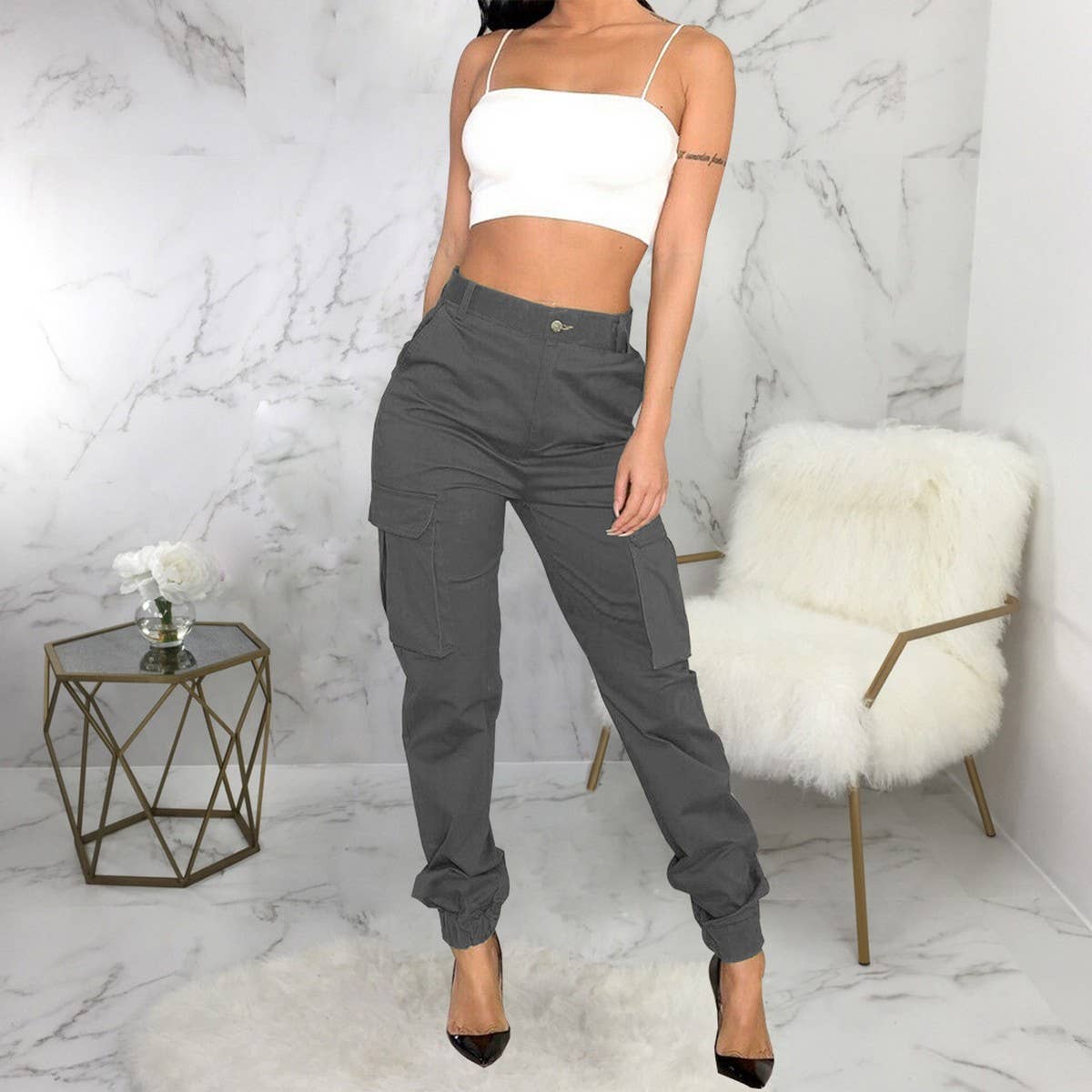 WOMENS SLIM FITTING CAMOUFLAGE PRINTED PANTS_CWBLP0383