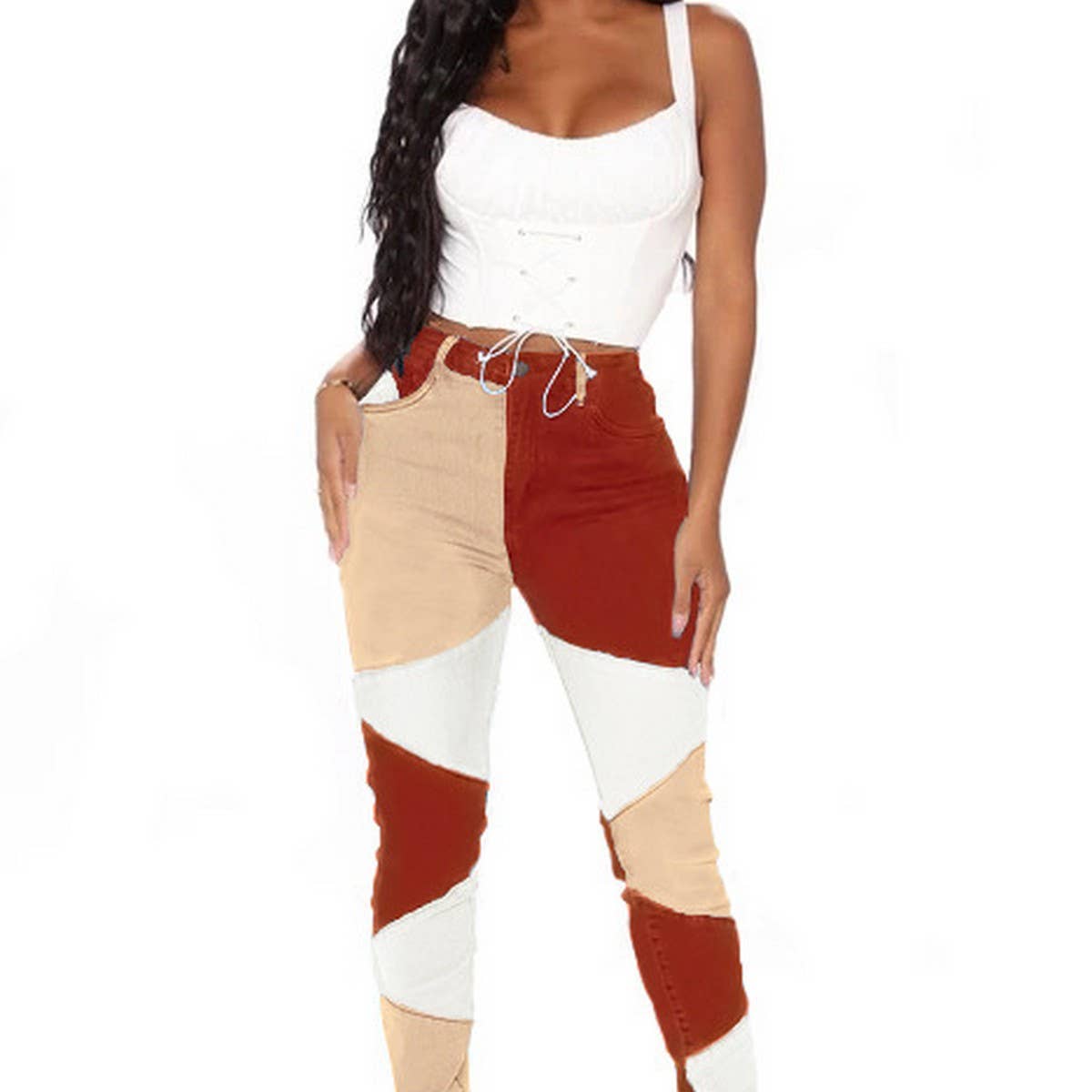 SPLICING STRAIGHT AND SLIM FITTING WIDE LEGS JEANS_CWJP0177