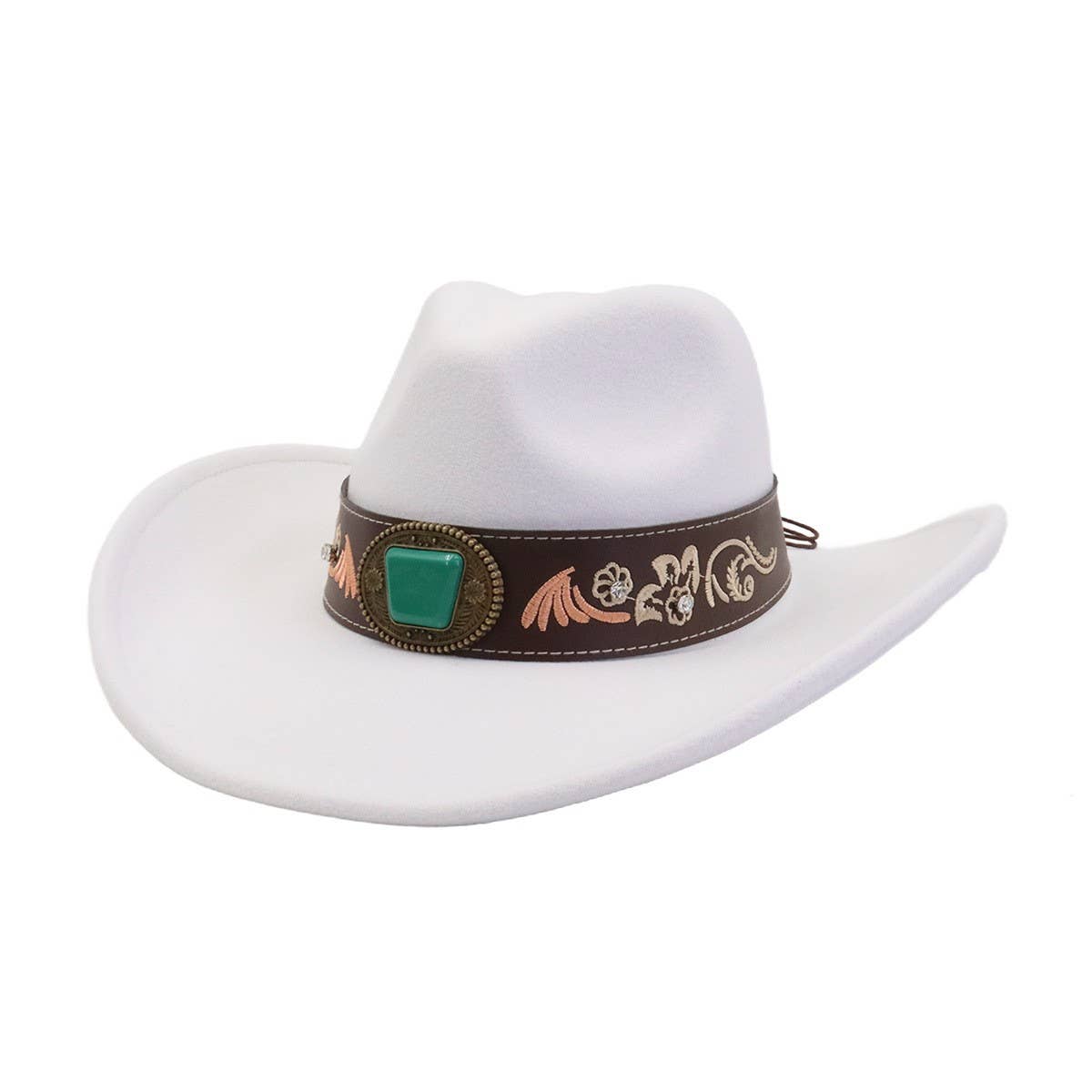 Western Ethnic Wide Brim Cowboy Heart Top Fedora_CWAH04485