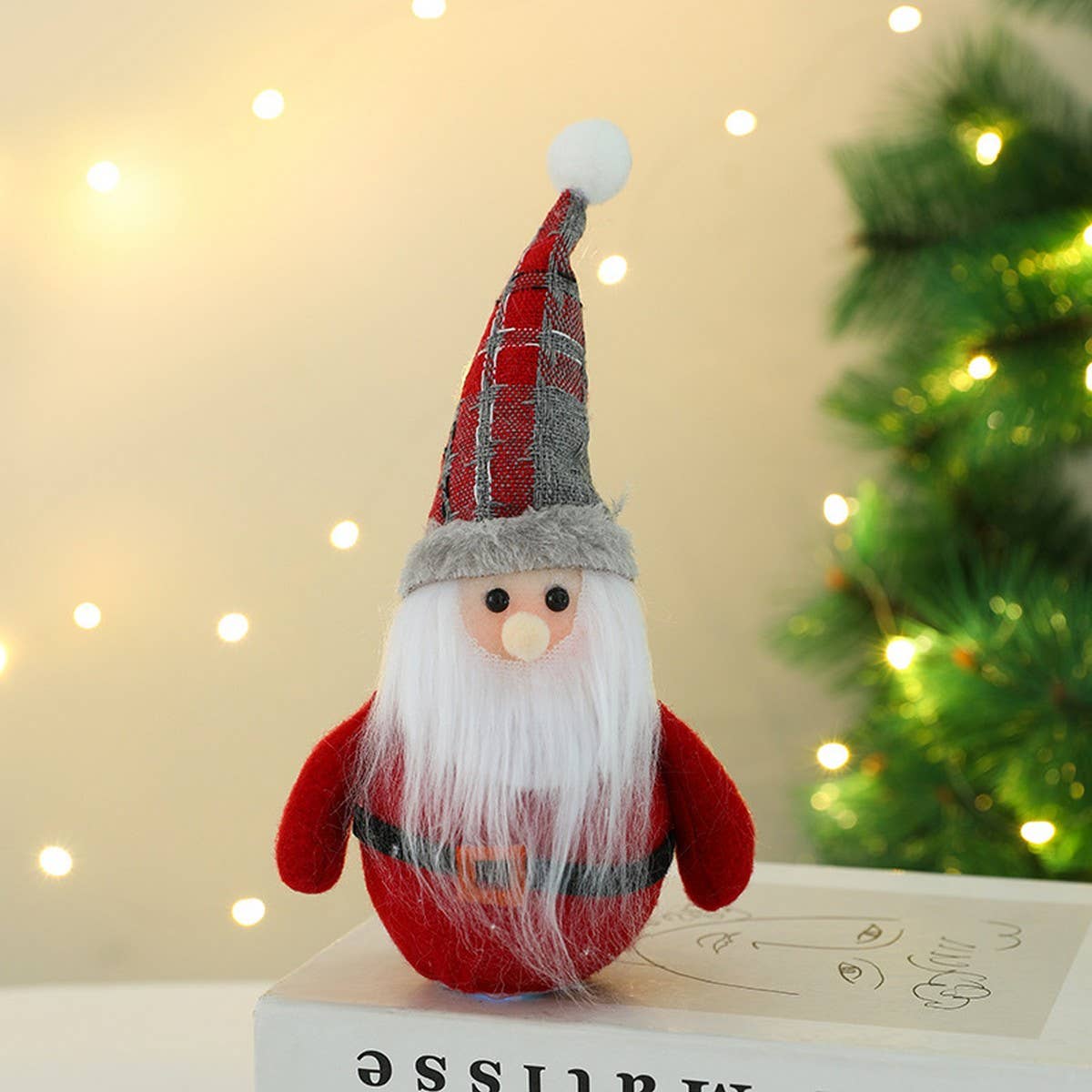 SANTA CLAUS DEER GLOWING DOLL DOLL ORNAMENT