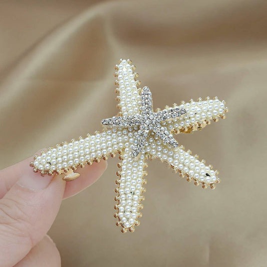 STARFISH PEARL SPRING CLIP HAIRPIN CLIP_CWAHA4708
