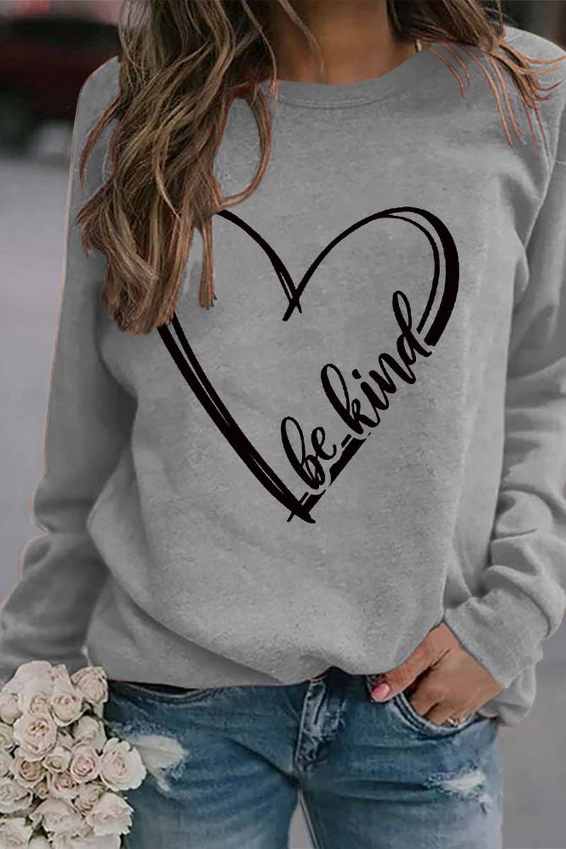 SPRING LOVE BE KIND PRINTED SWEATSHIRT PULLOVER_CWTSTL0992
