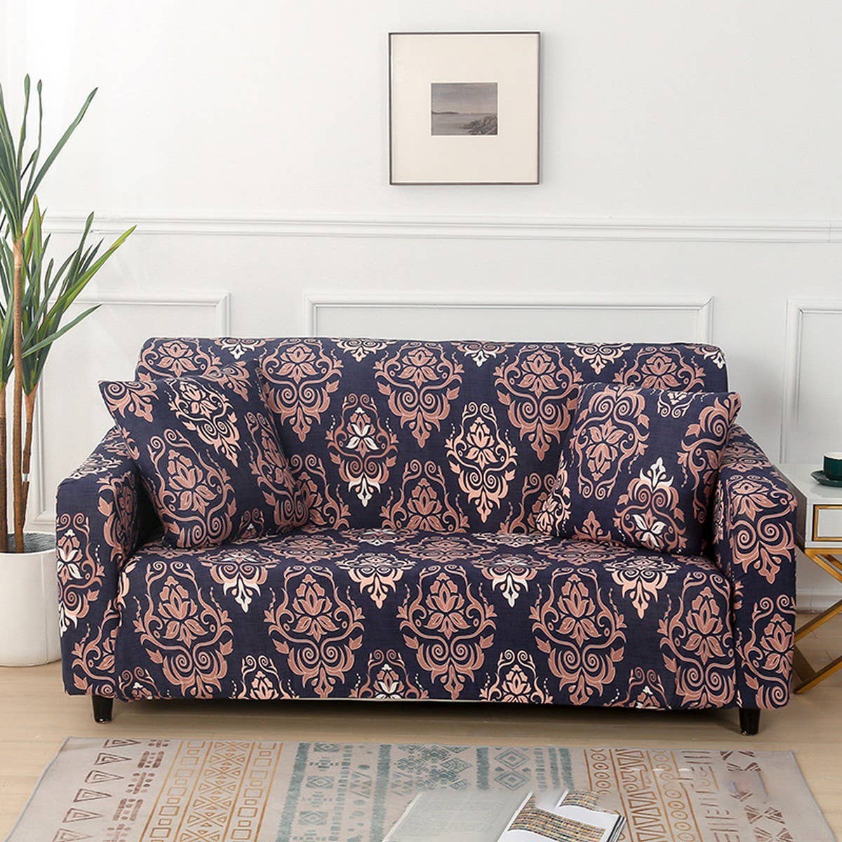 Modern Knit Sofa Cover, Stretch Fit, Solid Color