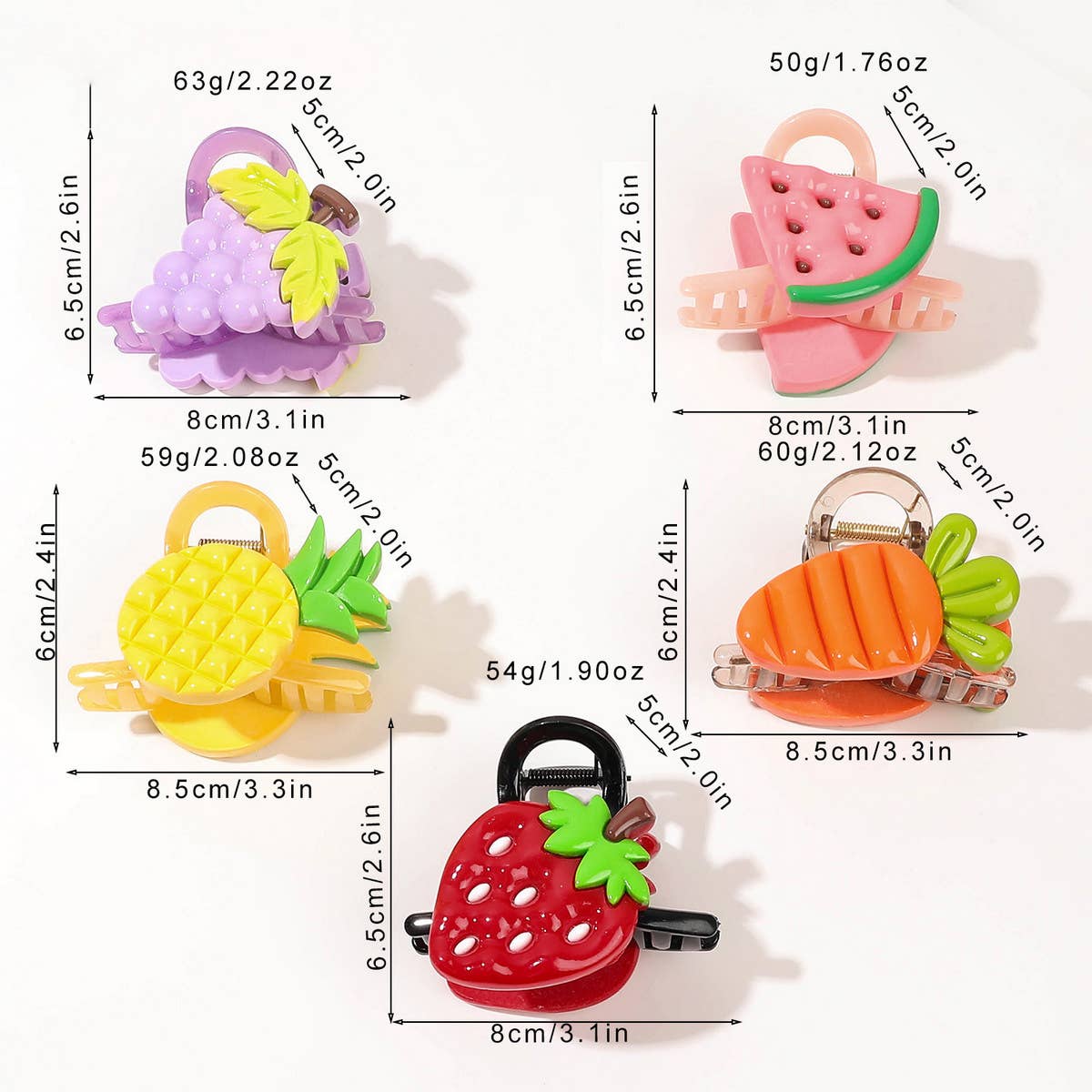 Fresh Fruit Shark Hair Claw for Bun,Cute Hair Clip_CWAHA1638