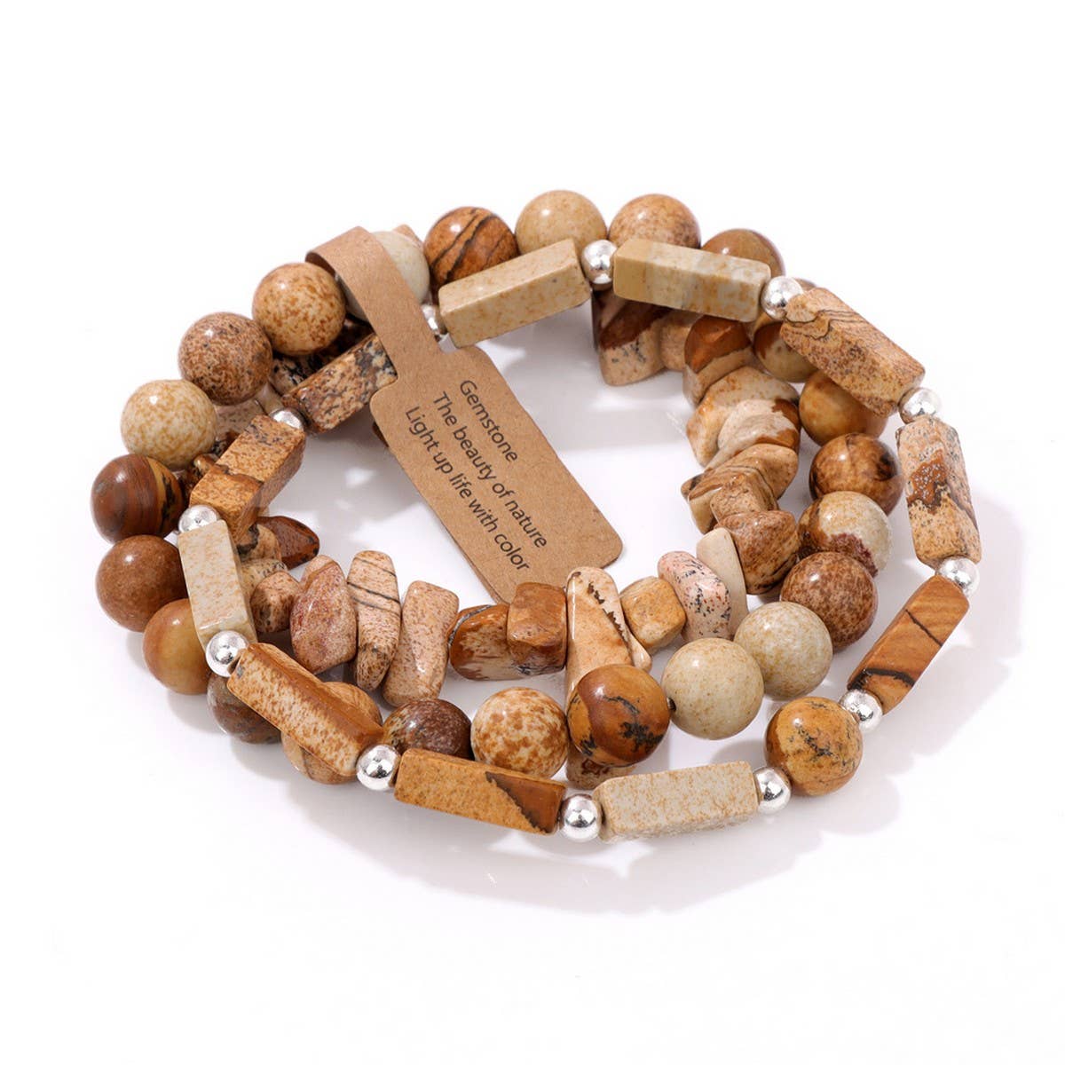 CWAJE3882_RECTANGULAR STONE BEADS THREE-PIECE BRACELET