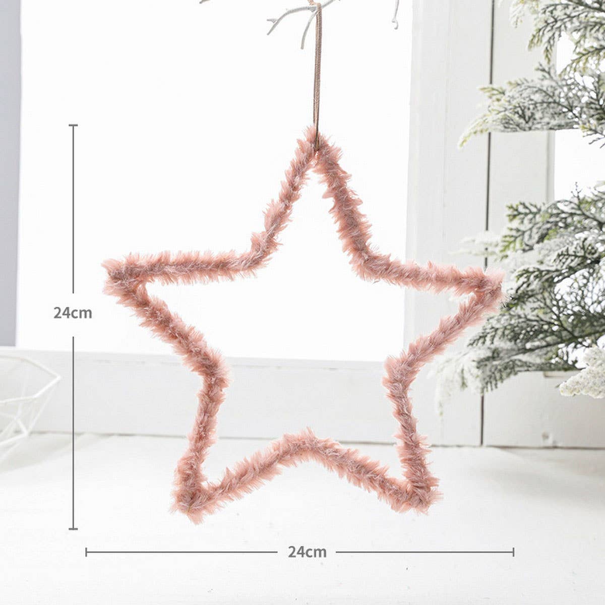Five-Pointed Star Plush Feather Xmas Hanging Decor