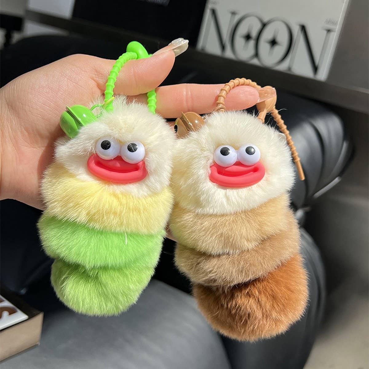 CUTE CATERPILLAR CAR KEYCHAIN PENDANT PLUSH DOLL