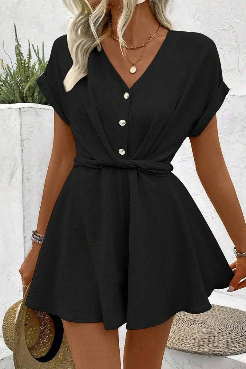 CWDSD8283_WOMEN'S BATWING SLEEVE TWIST-TIE JUMPSUIT