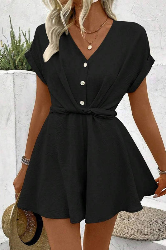 CWDSD8283_WOMEN'S BATWING SLEEVE TWIST-TIE JUMPSUIT