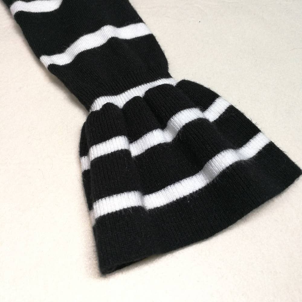 Striped ruffled one-neck knitted sweater