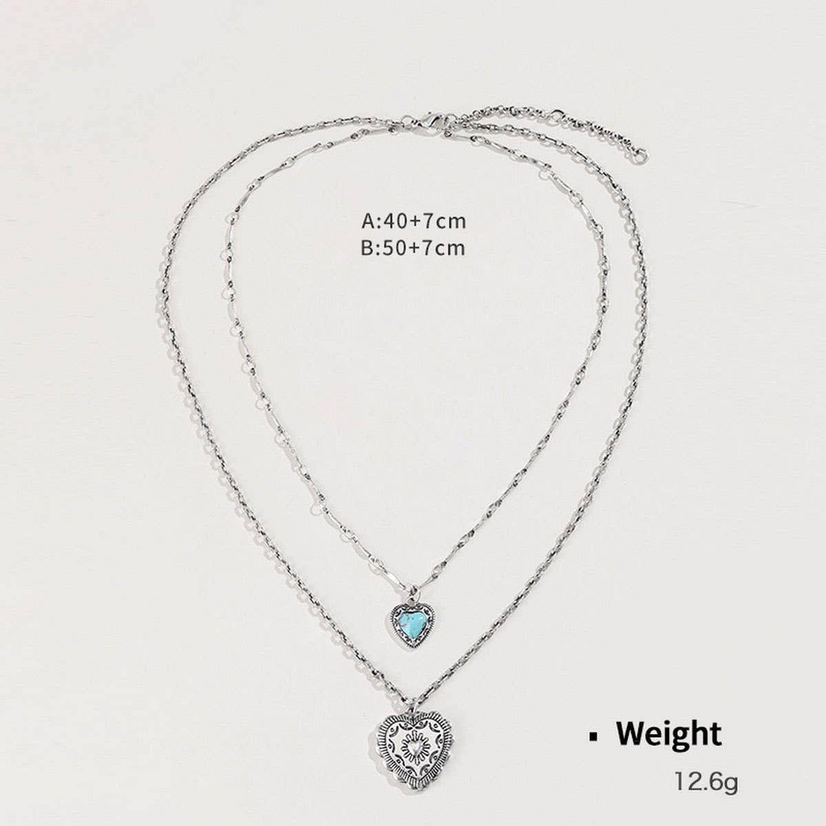 NEW STACKING HEART PEACH NECKLACE EARRINGS SET_CWAJE2917