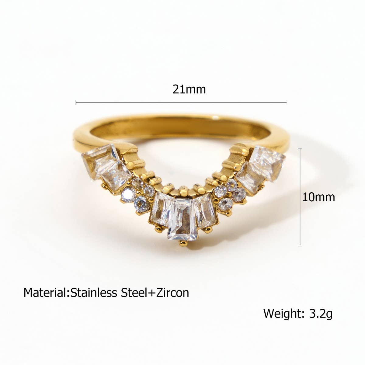 Geometric CZ Steel Ring with Luxe Gloss Finish