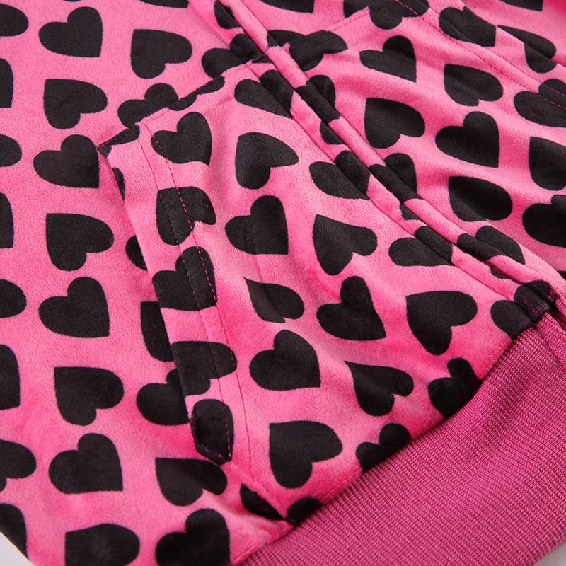 Y2K LOVE PRINTED SUEDE PERSONALITY ZIPPER HOODIE