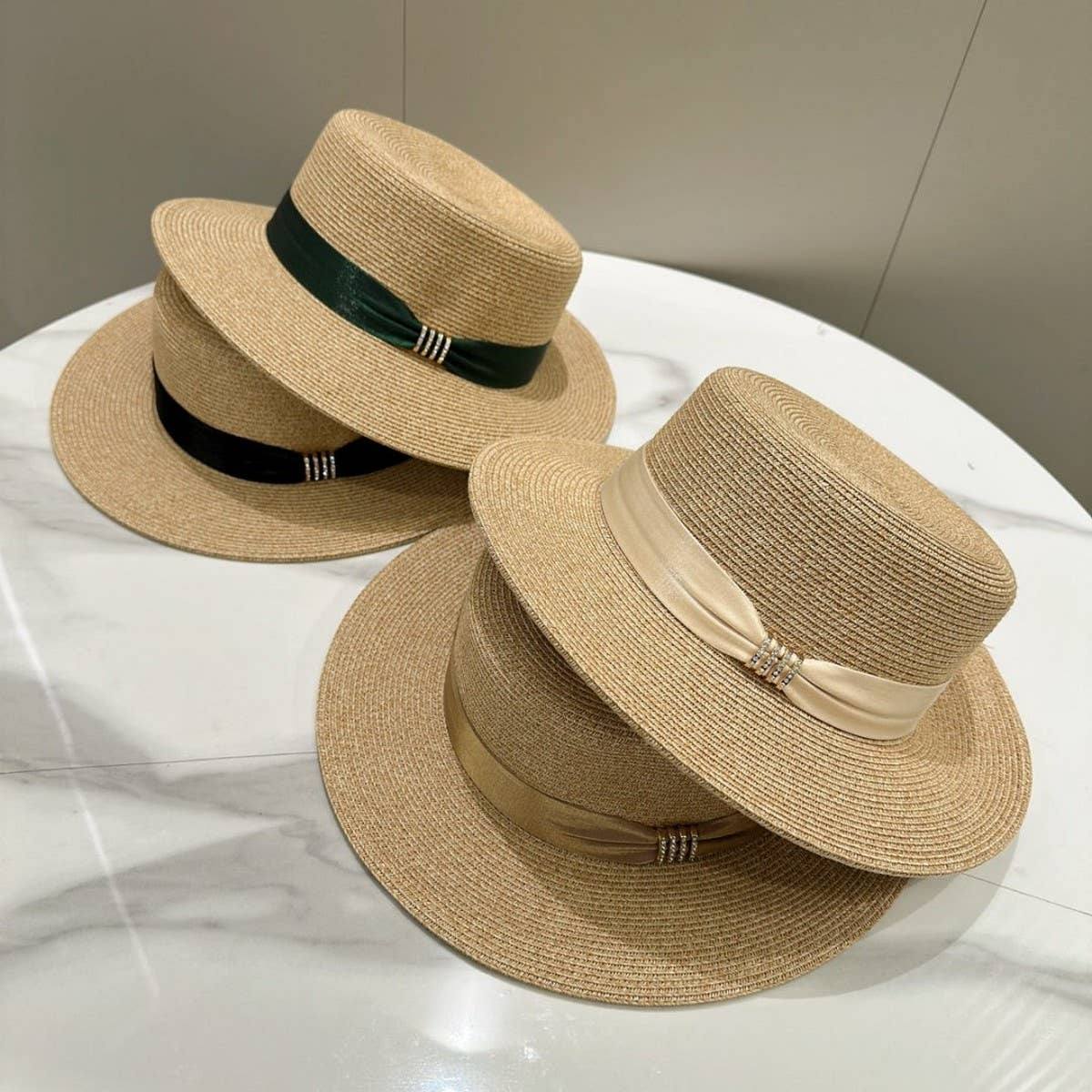 Summer simple high-end flat top straw hat_CWAH3592