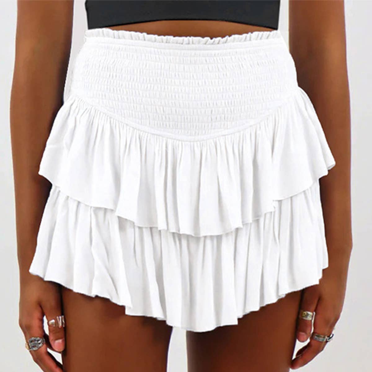 Pleated sexy lotus leaf short skirt