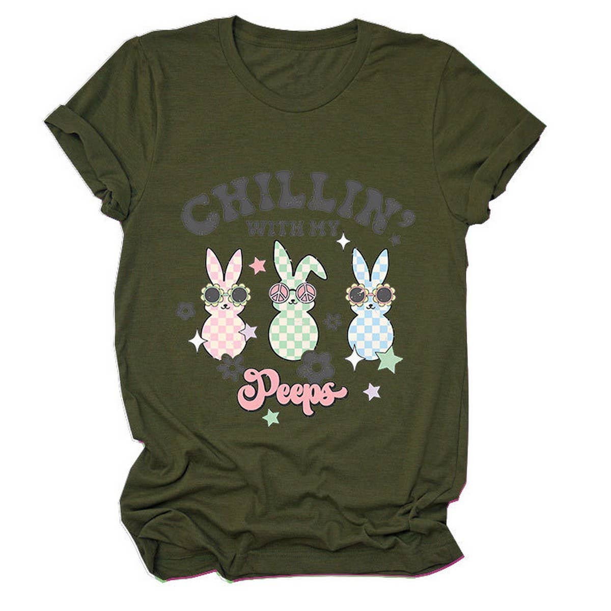 EASTER CUTE BUNNY LOOSE COMFORT SHORT SLEEVE TEES_CWTTS0867