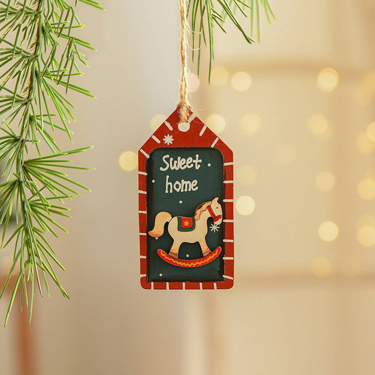 Wooden Xmas Ornaments Santa Snowman Tree Decor_CWMM9671