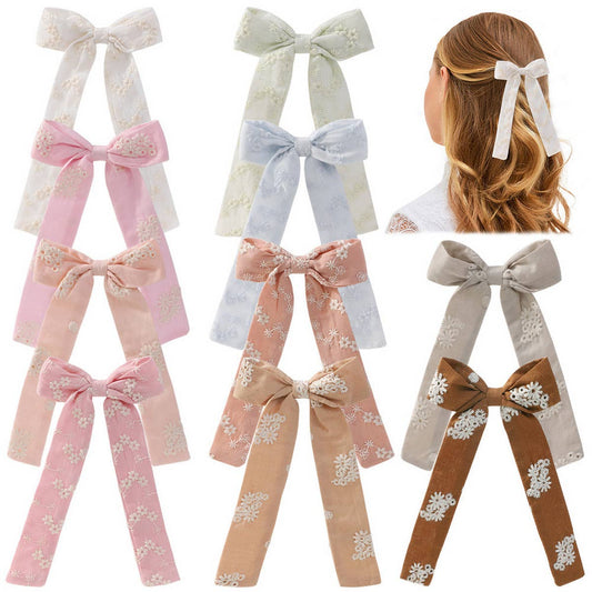 CHILDREN'S RIBBON BOW EMBROIDERED HAIRPIN