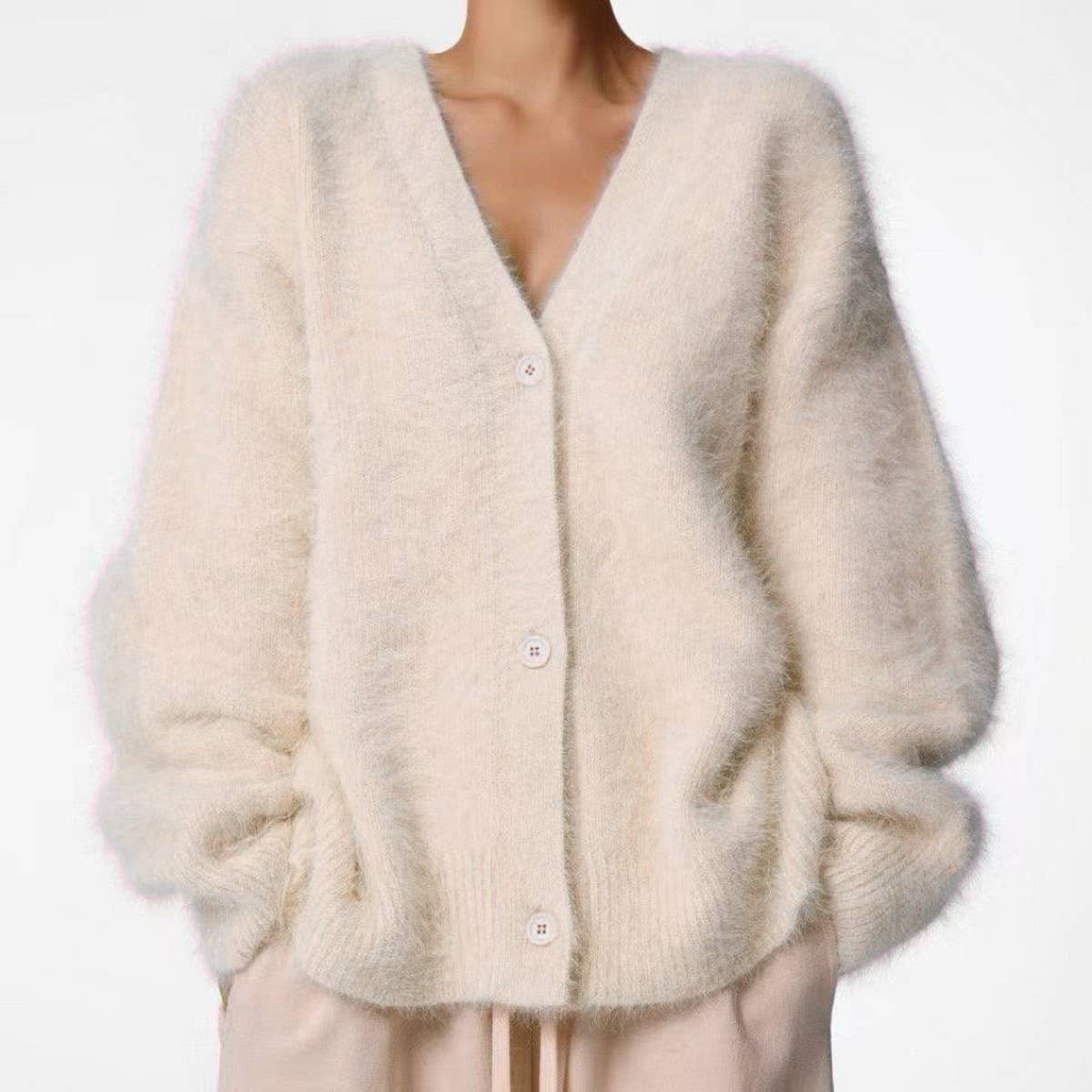 Women's Cozy Faux Mink Cardigan Sweater