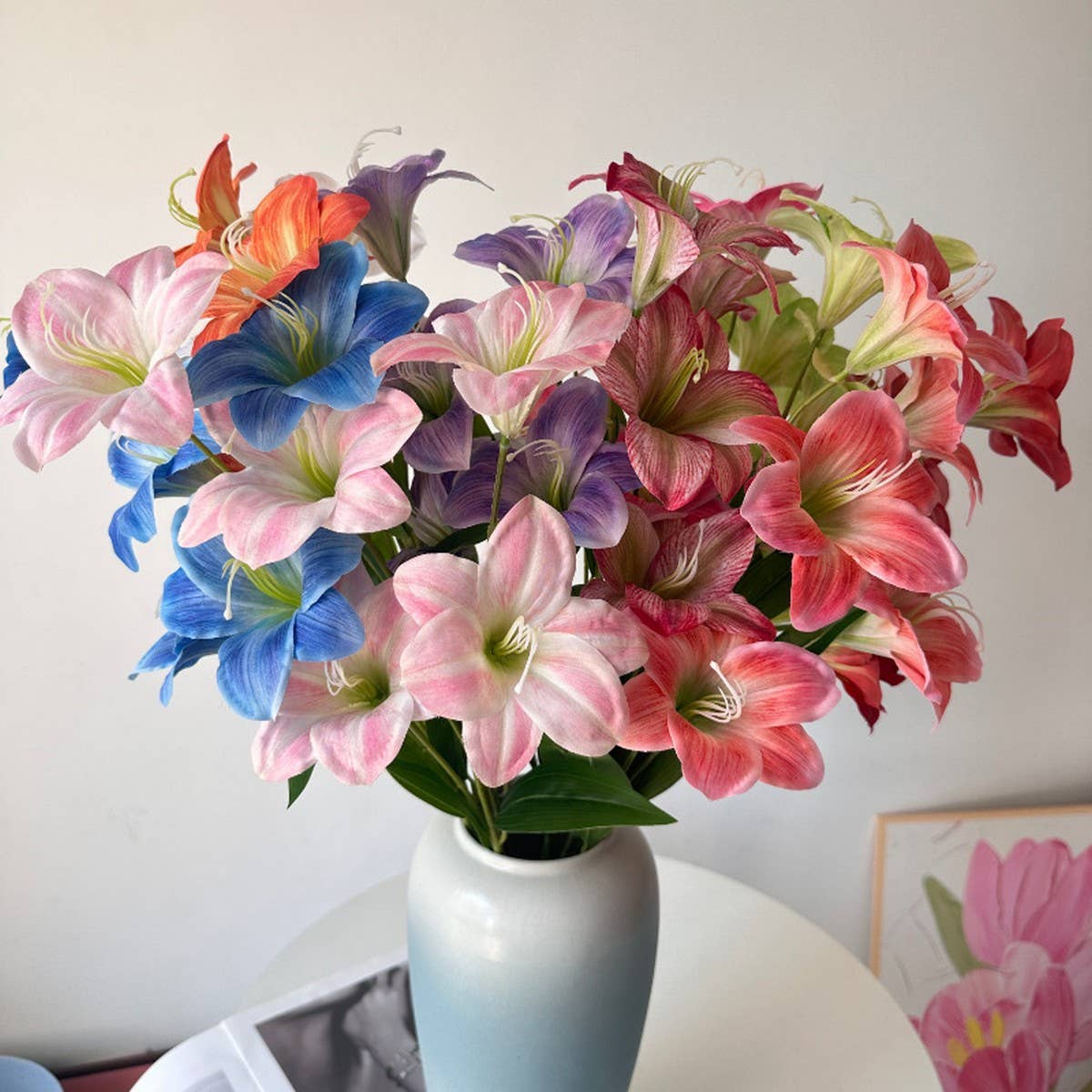 Artificial Amaryllis Lily Stem with 5 Blooms_CWMM6503