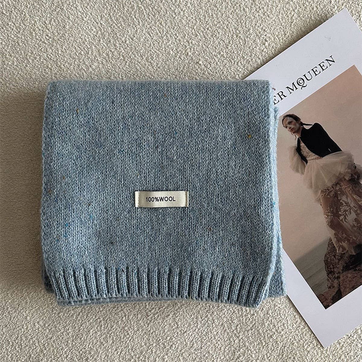 Wool Knit Narrow Scarf - Warm Winter Neck Scarf_CWASC2279