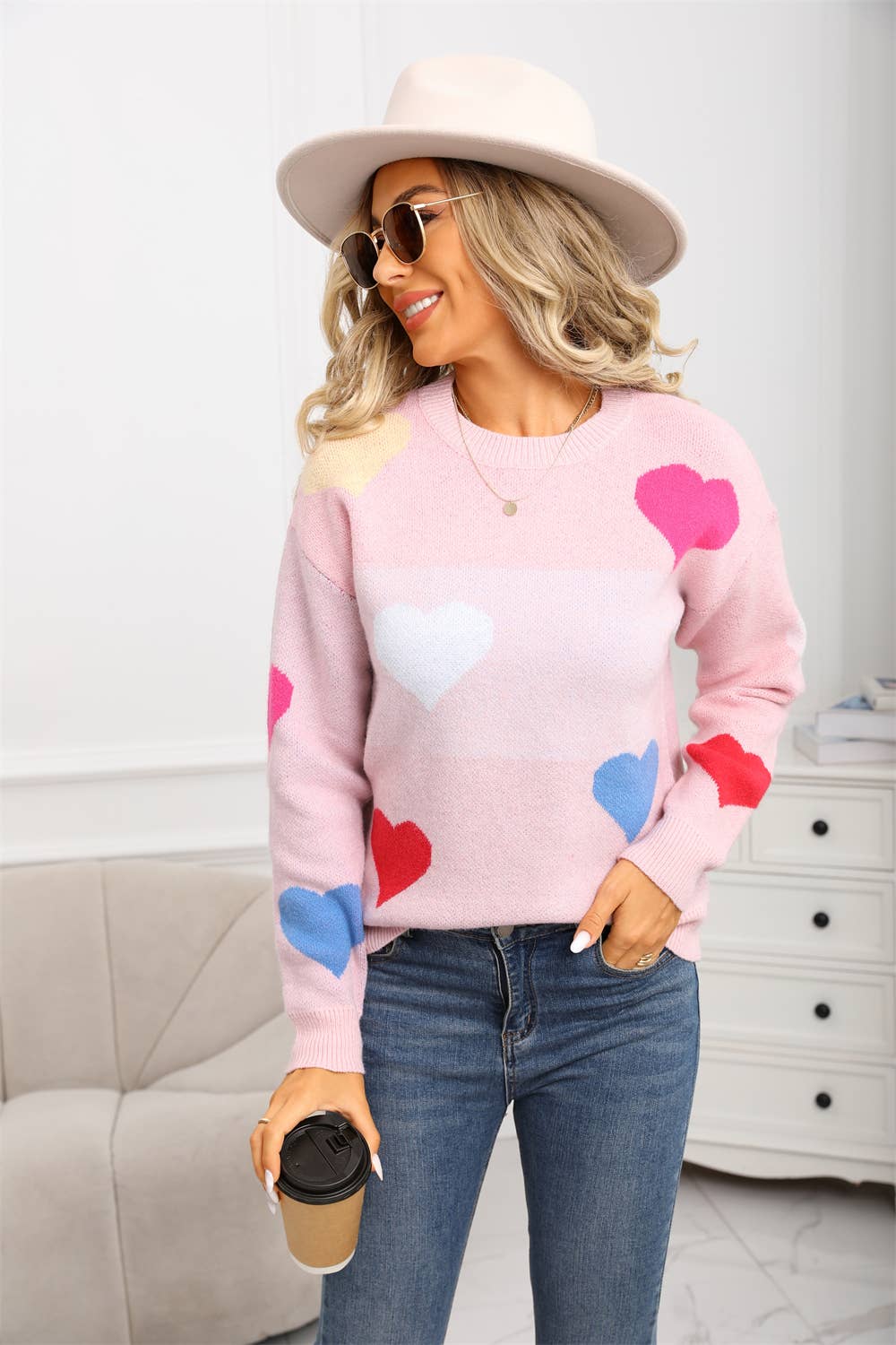Valentine's Day small heart pullover sweater