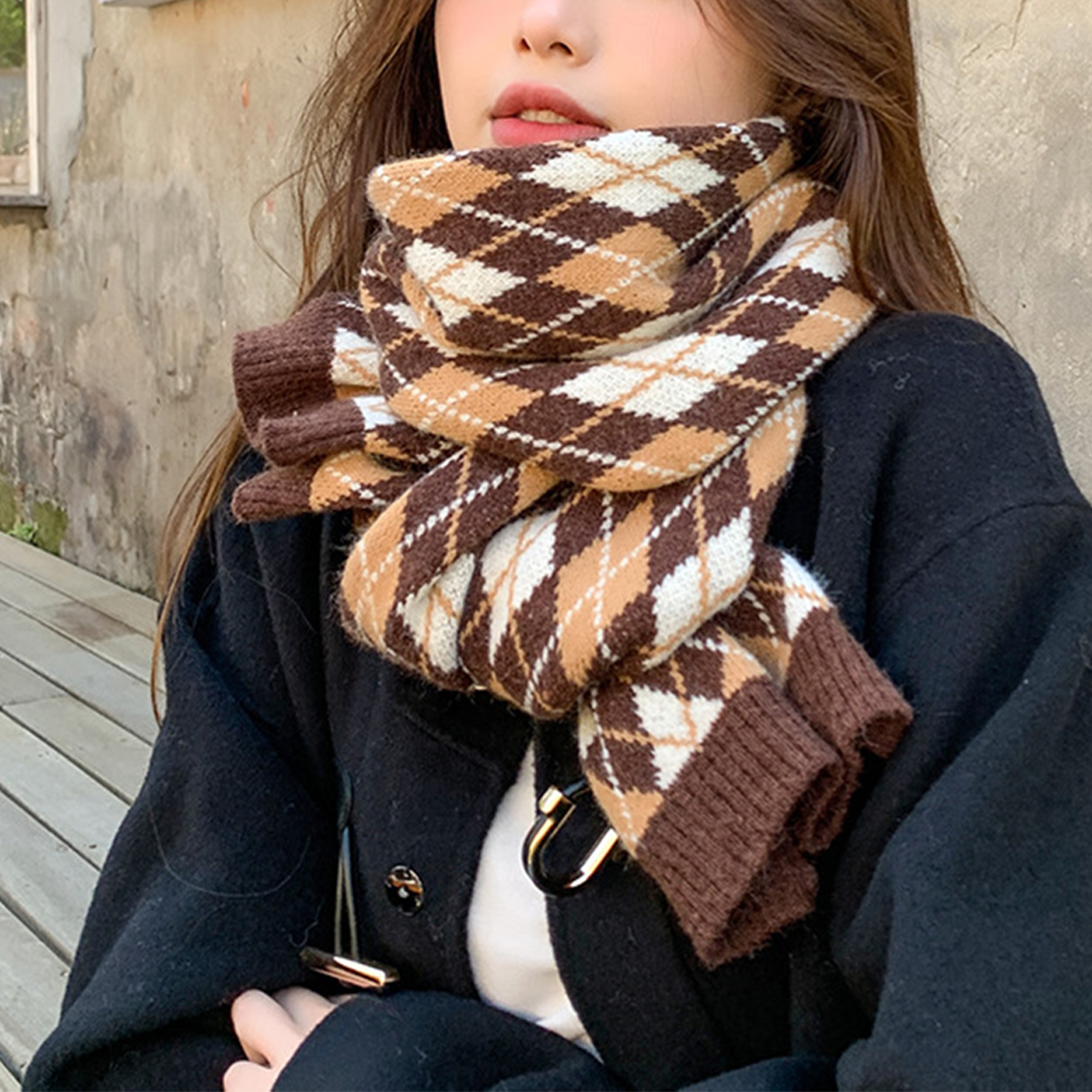 Plaid Scarf for Women - Thick Knit Winter Warmth_CWASC0149