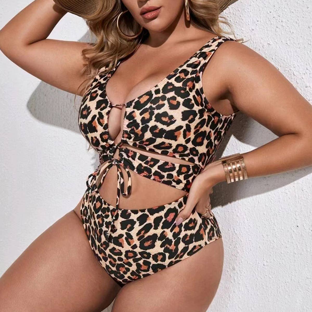 STYLISH LEOPARD PRINT ONE PIECE BIKINI SWIMSUIT_CWMW0217