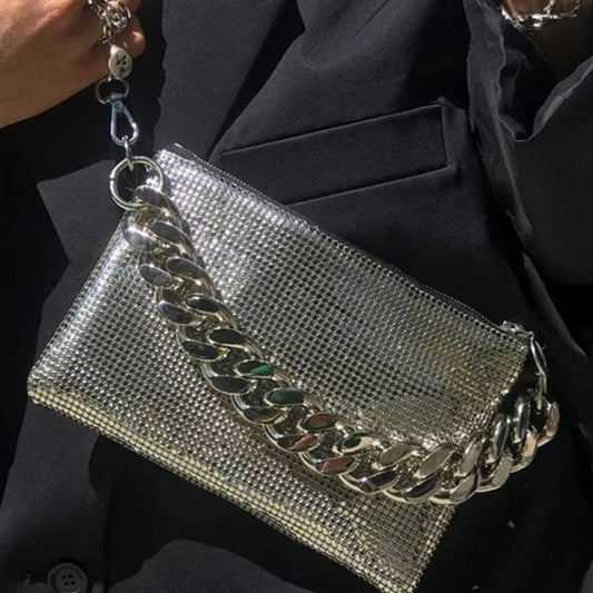 SILVER SEQUIN HANDBAG SHOULDER BAG_CWAB1391