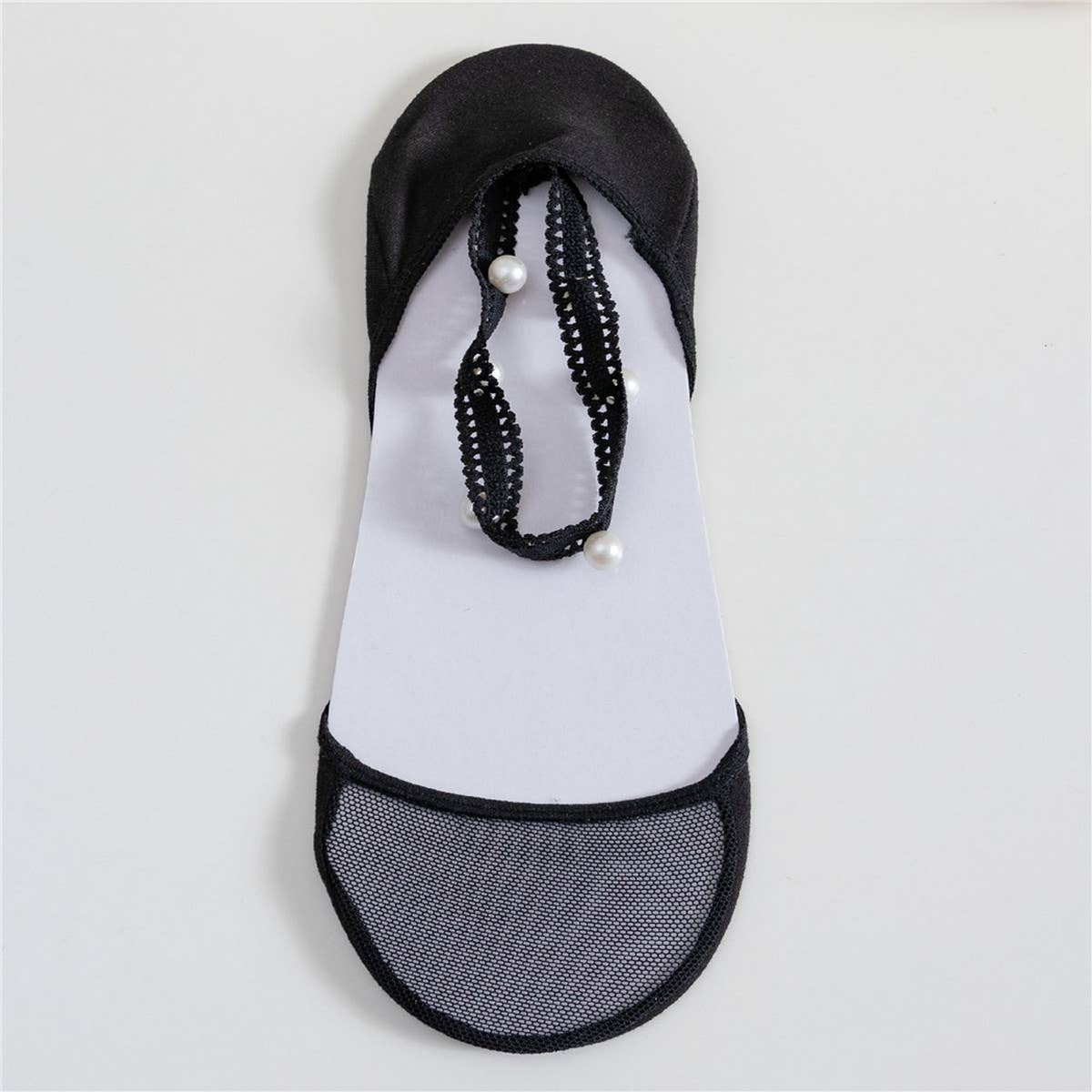 WOMEN PEARL LACE SOLID COLOR INVISIBLE SOCKS