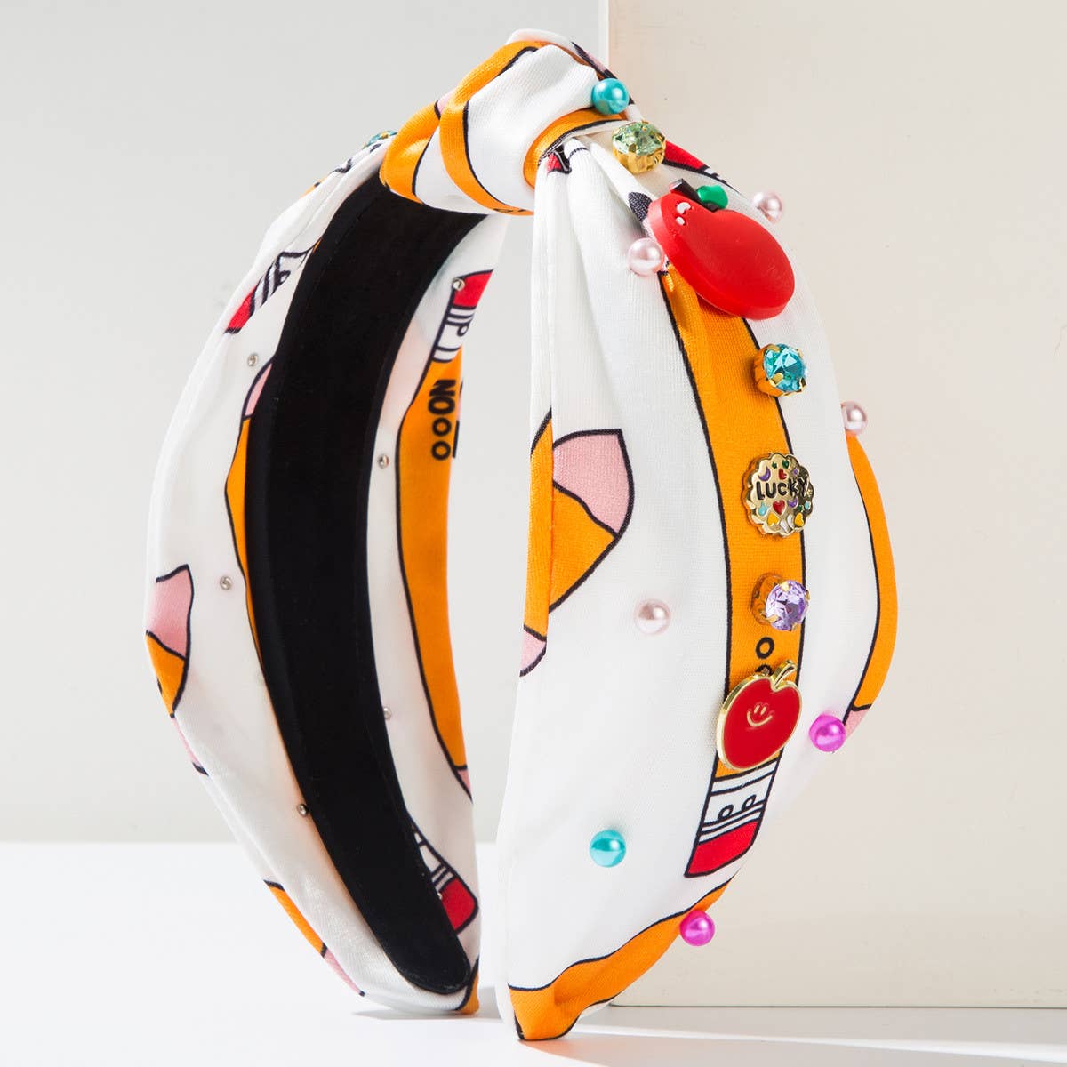 DIAMOND AND PEARL PRINTED FABRIC HEADBAND_CWAHA1777