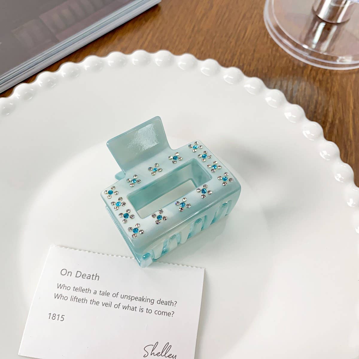 Sky Blue Hair Claw, Luxe Large Rhinestone Clip_CWAHA1595