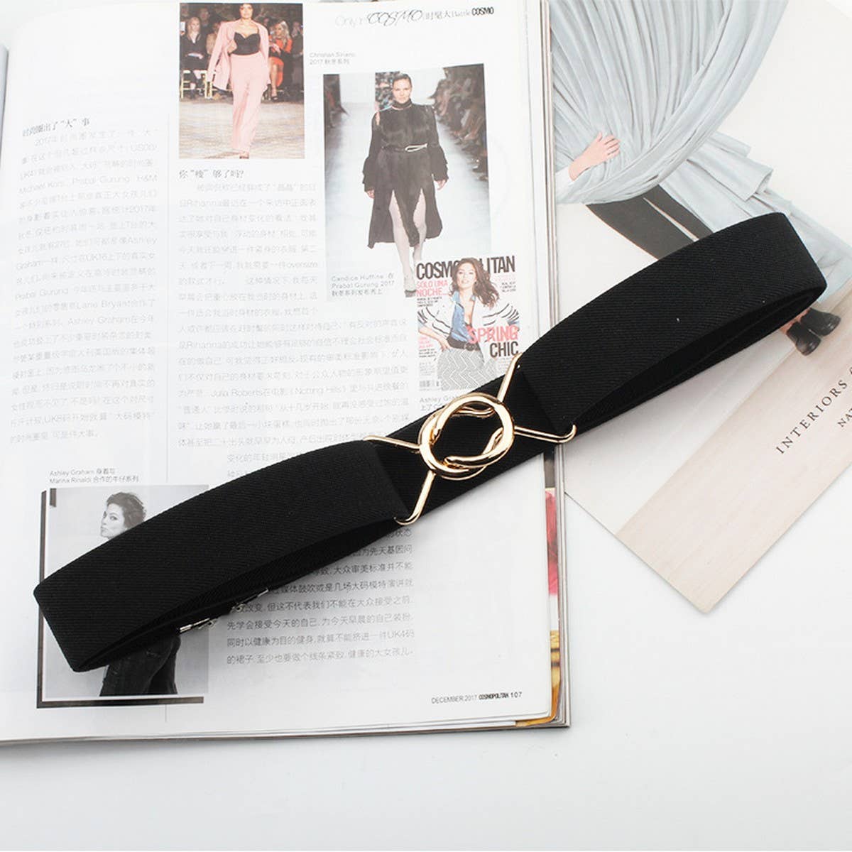 CWABE0549_PERFORATION FREE METAL ROUND BUCKLE ELASTIC BELT