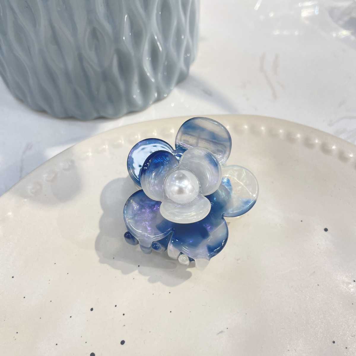 loral Pearl Hair Claw, Rhinestone Elegant Clip